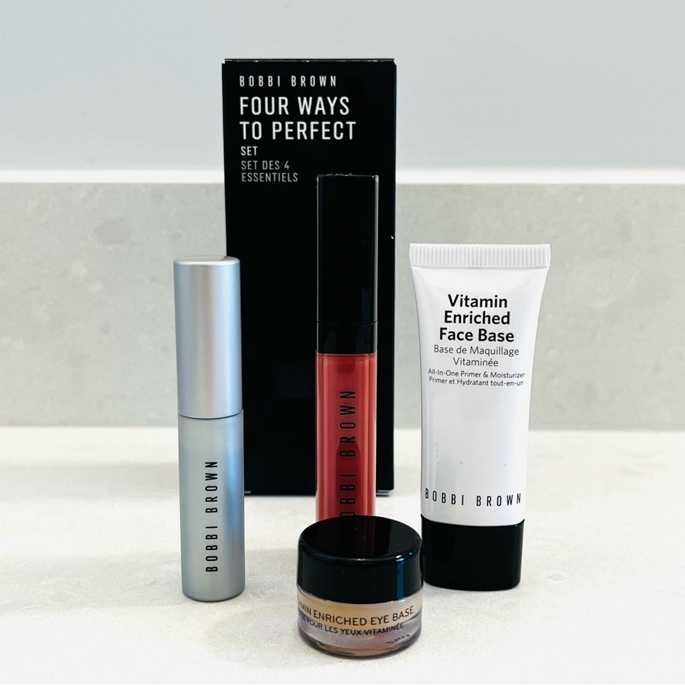 Bobbi Brown 4 piece Makeup Travel Set with Lip Gloss, Mascara and Creams